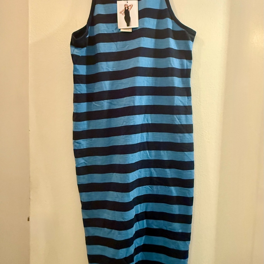 Blue and Navy Striped Tank Dress - size L NWT Nation for Anthropologie